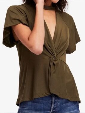 Free People Just a Twist Women's Top - Olive Green